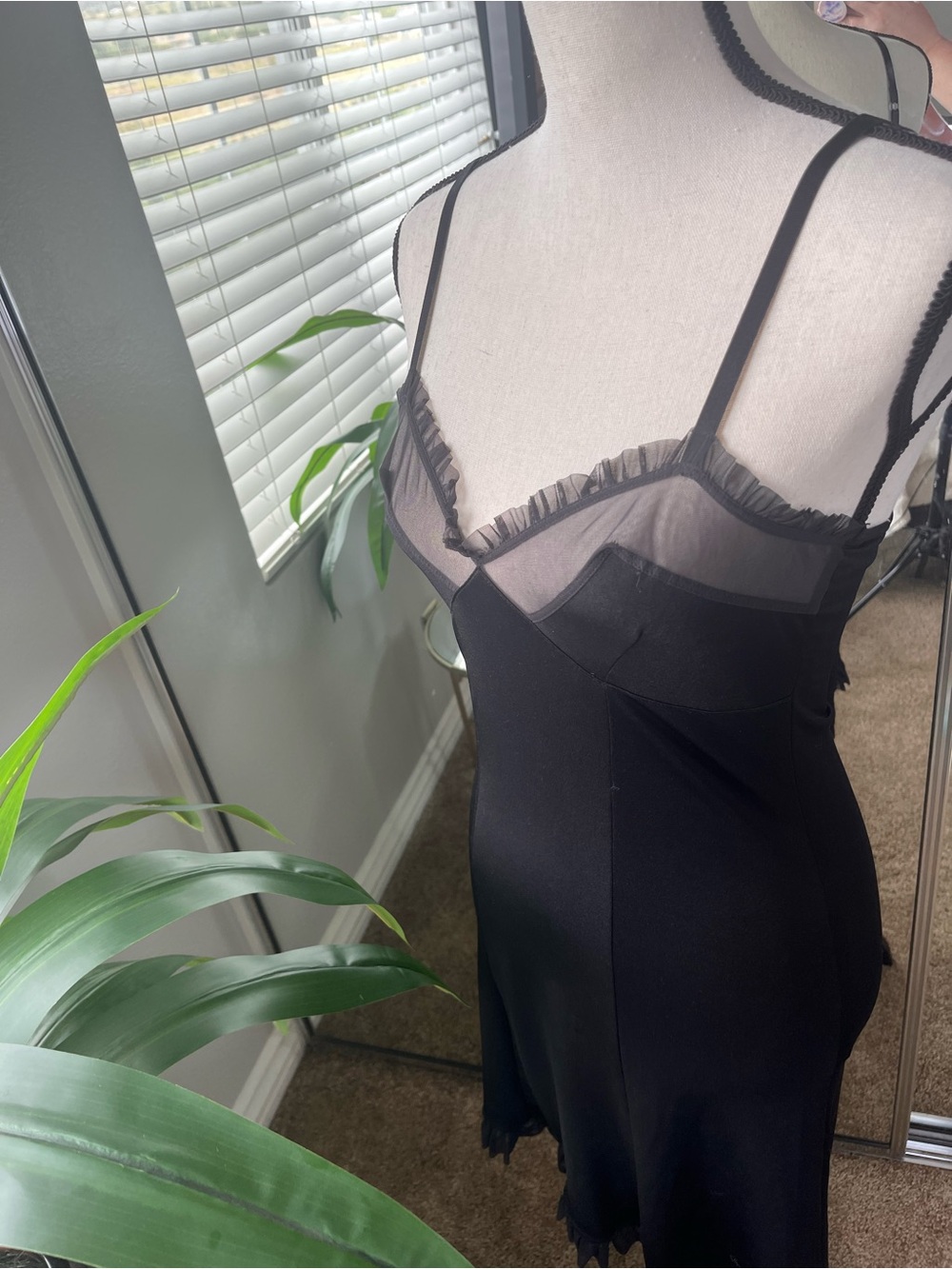 Victoria's Secret Black Lace-Trim Slip Size Small